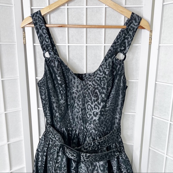 NWT Betsey Johnson Black Gray Animal Print Fit & Flare Cocktail Party Dress - Picture 3 of 13